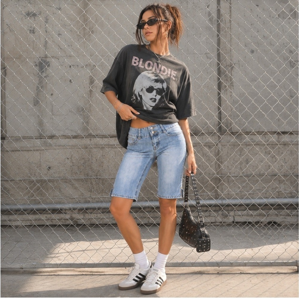 Y2K Flavour By Bubblegum Womens Low Rise Stonewash Denim Jorts Shorts 8P